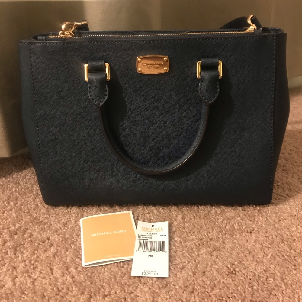 Michael Kors Kellen Satchel in blue leather